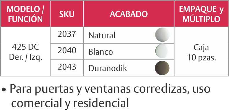 Herraje de cerraduras marca PHILLIPS: 425 DC