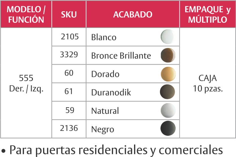 Herraje de cerraduras marca PHILLIPS: 555