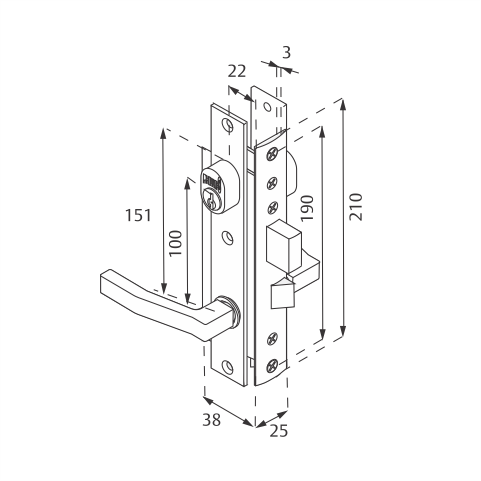 Herraje de cerraduras marca PHILLIPS: 575 MM